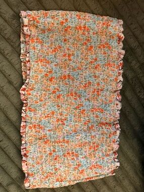American Eagle Reversible Floral Tube Top — Coral, Light Blue & Pink